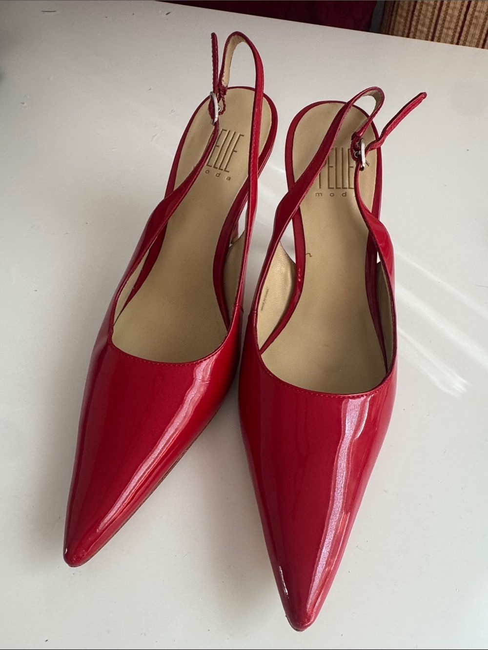 Pelle Moda Red Patent Pointed Slingback Flats